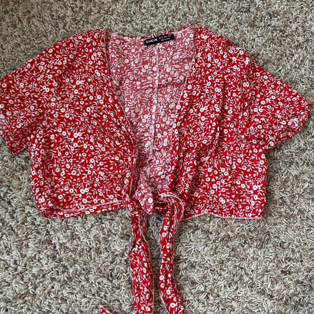 Shein Red Floral Women's Top